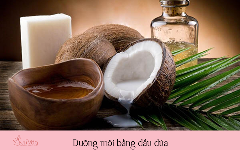 Dưỡng môi bằng dầu dừa