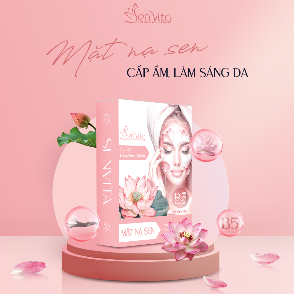 Mặt nạ hoa sen Senvita, dưỡng ẩm sâu, chống oxy hóa, phục hồi làn da sáng khỏe và rạng rỡ